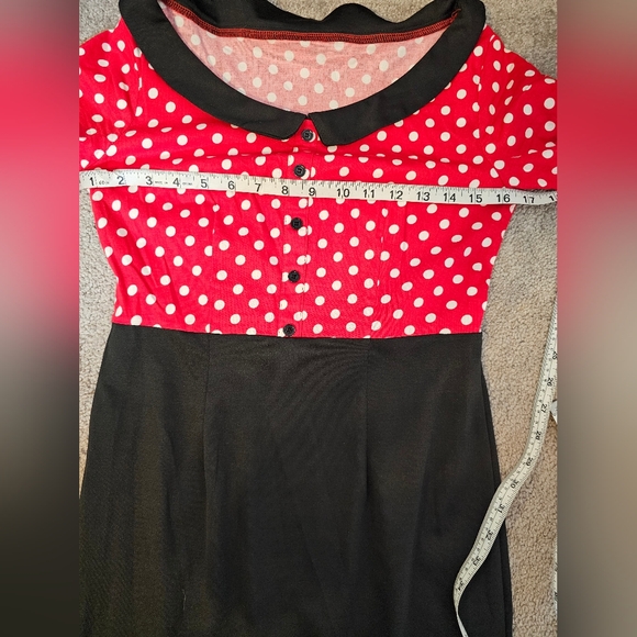 Vintage Cotton Casual Peter Pan Collar A-Line  Size Medium Red/Black - Picture 5 of 8